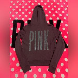 VS Pink maroon bling full zip Sz M